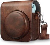 Housse pour Fujifilm Instax Mini 11 Appareil Photo Instantané-Sac de Caméra en Cuir Voyage Caméra Cover Case Sac avec bandoulière Amovible,Marron