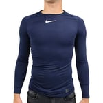 Nike Pro Top Longsleeve Compression Maillot Homme Obsidian/White/White FR : 2XL (Taille Fabricant : 2XL)