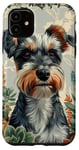 iPhone 11 Miniature Schnauzer With Succulents Around Boho Graphic Case