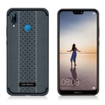 Huawei P20 Lite NXE Muovinen Takasuoja Kuori Pinnoitettu Synteetti Nahalla - Tumman Sininen Tummansininen