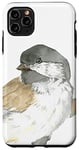 Coque pour iPhone 11 Pro Max Casquette noire en forme de mésange aquarelle portrait faune