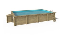 Piscine de jardin en bois - 7,20x4,20 x H.1,45 m - avec filtration et coffre de filtration - BAS758OSP+SZA6