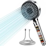 Pommeau de douche filtrante et tuyau de 1,5 m,20 étapes,pommeau de douche haute pression avec 5 modes,pommeau de douche universel à filtre à eau dure pour éliminer le chlore résiduel.[T11]