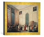 'Image encadrée de Michel saint-martin-saint-barthélemy Ollivier "Société Thé lors de Prince Leopold Conti au quatre Miroir Salle du Temple Dans Paris avec le jeune Mozart aile, d'art dans le cadre de haute qualité Photos fait main, 40 x 30 cm, Doré Raya