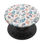 Fleurs bleues et oranges florales PopSockets PopGrip Adhésif