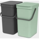 Poubelles Sort & Go 2x 12L gris foncé & vert (214448) - Brabantia