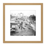 Junction Main Street Spring 9th Los Angeles 1917 Photo 8X8 Inch Square Wooden Framed Wall Art Print Picture with Mount