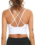 Sykooria Femme Soutien Gorge Sport Coussinets Amovibles Élastique Brassière Sport Yoga, Course à Pied, Danse sous-vêtements de Sport,M,Blanc