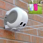 26m Retractable Outdoor Reel Washing Airer Line Double Wall Mounted Washing Line