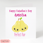 Personalised Pear Pair Valentines Day Card Girlfriend Boyfriend Husband Wife