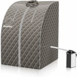 Cabine de Sauna à Vapeur Portable 3L avec Tabouret Télécommande,Température Réglable à 9 Réglages de Minuterie,Gris - Goplus