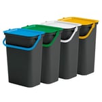 WELL HOME MOBILIARIO & DECORACIÓN Set of 4 Moda Bin 10 L with Handle in Green, White, Amber and Blue