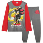 SONIC THE HEDGEHOG, Shadow Boys Long Sleeve Pyjama Set, Cosy Nightwear Soft PJs Loungewear Sleepwear, Gaming Gifts for Boys (Red/Grey Shadow, 6-7 Years)