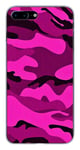 Coque en silicone imprimée compatible Apple iPhone 8 Plus Camouflage rose