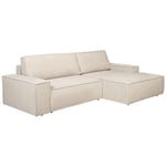 Canapé d'angle droit convertible en tissu texturé beige amelia