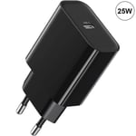 Snabb laddare 25W USB-C - E.F.CONNECTION - Google Pixel 8/7/6 - Svart - Laddningssäkerhet - Väggadapter Svart