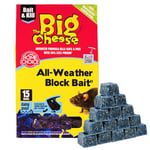 The Big Cheese All-Weather Bait Block - 15 x 10g, Kills Mice and Rats, Pest Control Product - Rat Killer For Mouse Traps, Damp-Proof, Weather-Resistant - Super Strength Rat Poisoning, Pet Safe