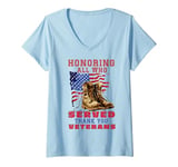 Womens Honoring All Who Served Thank You Veterans Day V-Neck T-Shirt