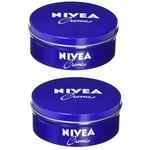 2x Nivea Moisturizing Body Creme Blue Tin Box Cream Germany 400ml