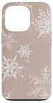 iPhone 13 Pro Aesthetic White Snow On Beige Cute Boho Rustic Winter Case