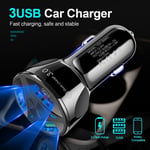 Adapter Smart Phone Universal Car Charger Fast Charging LED Display 3-Port USB