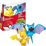 MEGA Pokémon Building Toys Set Pikachu & Zubat with 40 Pieces, 2 Poseable Characters and Poké Ball, 2 Inches Tall, for Kids, HXP12