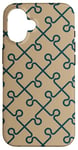 Coque pour iPhone 16 Beige Brown Geometric Jigsaw Tile Parts Classic Pattern