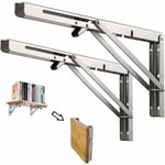 Étagère Murale Pliante de 400 mm, 2 Pièces Support Console Pliable En Acier Inoxydable, Cadre de Support D'étagère de Garage, Lourds Support Pour