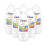 Dove Invisible Dry Colors Roll-On Deodorant Antitranspirant 50ml 3, 6 Pack