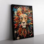 Leo Zodiac Dadaism Art No.2 Canvas Print for Living Room Bedroom Home Office Décor, Wall Art Picture Ready to Hang, 76x50 cm (30x20 Inch)