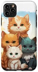 Coque pour iPhone 11 Pro Max Mignon anime chat photo de famille sur rocher ensoleillé jour portrait
