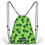 Minecraft Kids Drawstring Bag - Creeper String Swim Bag for School, Sports, PE Bag (Green)