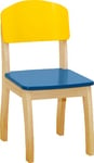 roba Chaise Enfant en Bois Massif - Hauteur d'Assise 31 cm - Jaune /Bleu