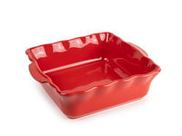 ESPRIT DE CUISINE - Plat À Four Carré En Céramique - Poignées ergonomiques - Émail Résistant Aux Rayures - Made In France - 1,7L - 23 cm - Rouge Saveurs