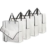 DECO EXPRESS Sac De Rangement Transparent En Lot De 3, Grand Sac Demenagement XXL 60x60cm Avec Poignée De Transport, Sac Rangement Vêtements, Jouets, Couette Pour Buanderie, Garage Ou Grenier