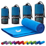 Fit-Flip Serviette Sport Musculation - Serviette Microfibre - Serviette Piscine compacte, Ultra-légère et Rapidement sèche – Serviette de Bain Microfibre (40x80cm Bleu - Bordure Bleu foncé)