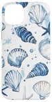 Coque pour iPhone 14 Plus Été côtier bleu coquillage, étoile de mer, femme