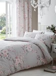 Catherine Lansfield Canterbury Floral Easy Care Duvet Cover Set - Grey