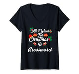 Womens All I Want For Christmas Is Crossword V-Neck T-Shirt