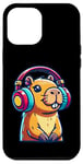 iPhone 12 Pro Max Capybara Wearing Headphones Music Case