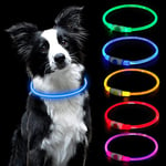 AUAUY Collier Lumineux Chien, Collier LED pour Animaux Rechargeable USB, Découpable Collier Imperméable Collier Chien Réglable pour Petits, Moyens et Grands Chat et Chien(Bleu)