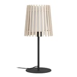 EGLO Lampe de table Fattoria, lumière de chevet au design naturel, luminaire à poser pour salon et chambre, bois clair et tissu blanc, douille E27