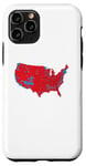 Coque pour iPhone 11 Pro Red Wave Carte des États-Unis dans l'élection présidentielle de 2024