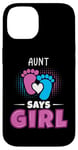 Coque pour iPhone 14 Aunt Says Girl Tenue de révélation du sexe pour bébé