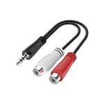 HAMA Adaptateur Audio, fiche Jack mâle 3,5 mm- f. Femelle RCA, stéréo, Métal, Garantie 10 Ans, Noir