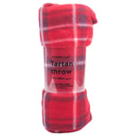 Country Club Red Tartan Fleece Throw 120cm x 150cm