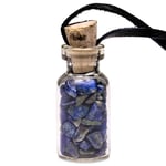 Glass Gift Bottle On Wax Cord With Lapis Lazuli -- 3.6 Cm