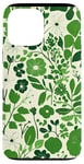 Coque pour iPhone 13 Pro Max Toile verte abstrait ethnique bleu et blanc motif français art