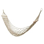 Hamac en Corde de Coton, Filet ¨¤ Suspendre, hamac pour int¨Rieur ou ext¨Rieur, hamac Simple avec Baton en Bois, terrasse, Plage, Camping - Blanc