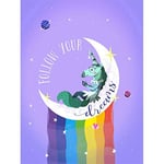 Wee Blue Coo Unicorn Follow Your Dreams Art Print Poster Wall Decor 12X16 Inch